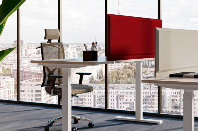 bureau blanc assis debout