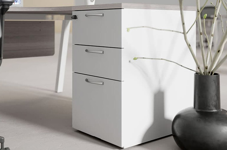 caisson fixe avec serrure pour bureau 