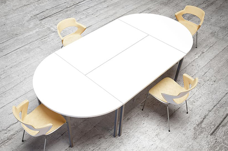 petite table de réunion blanche et ovale
