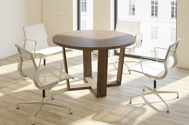 petite table de réunion ronde en bois massif