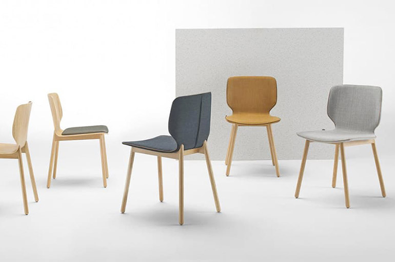chaises evec pied en bois assise couleur