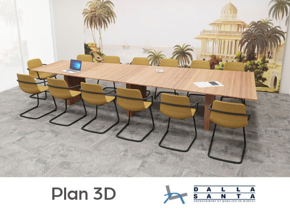 Plan 3 D et etude pour salle de réunion sur mesure à merignac