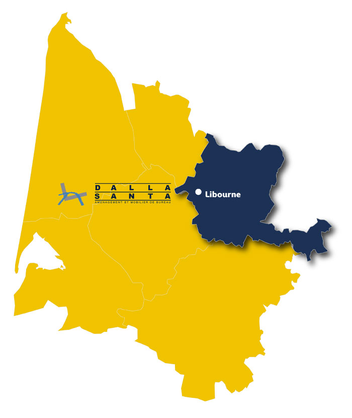 Zone d’intervention mobilier de bureau Libourne et Libournais